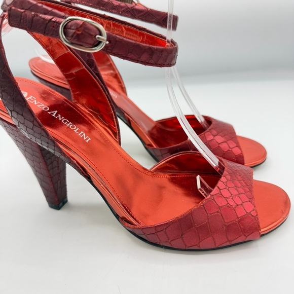 Enzo Angiolini Shoes - Enzo Angiolini Metallic Red Croc-Embossed Heels